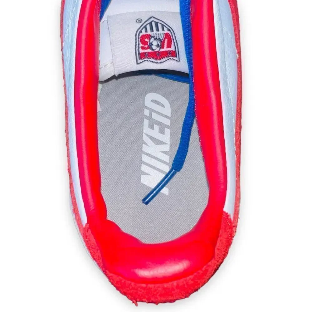 Nike ID Cortez US Soccer White Leather /‎ Red Suede 331986-997 Women's 5.5